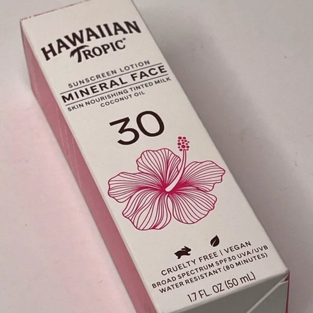 Hawaiian Tropic Mineral Face SPF 30 1.7 Fl oz vegan sunscreen lotion NiB